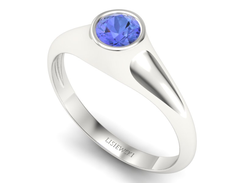 Złoty pierścionek z tanzanitem białe złoto - p16226bt — zdjęcie 3