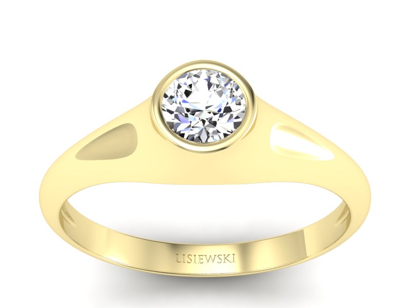Złoty pierścionek z brylantem żółte złoto - p16226z