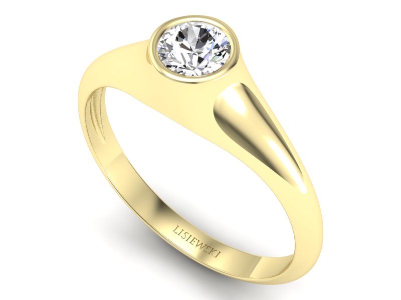 Złoty pierścionek z brylantem żółte złoto - p16226z — zdjęcie 3