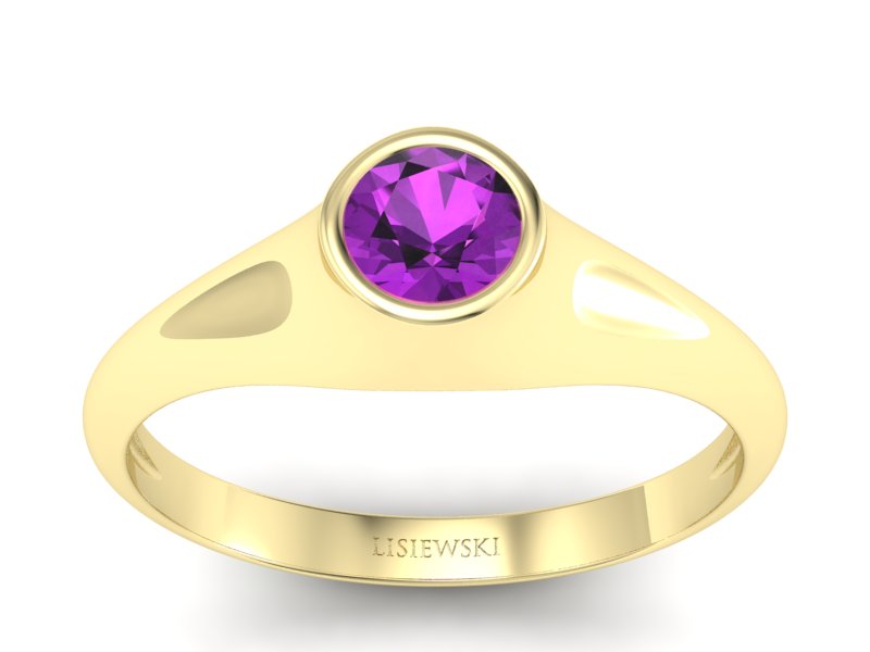 Złoty pierścionek z ametystem żółte złoto - p16226zat