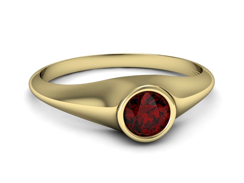 Złoty pierścionek z granatem żółte złoto - p16226zgr — zdjęcie 5