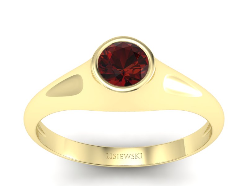 Złoty pierścionek z granatem żółte złoto - p16226zgr