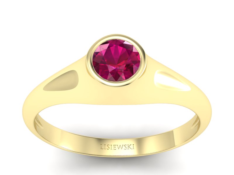 Złoty pierścionek z rubinem żółte złoto - p16226zr