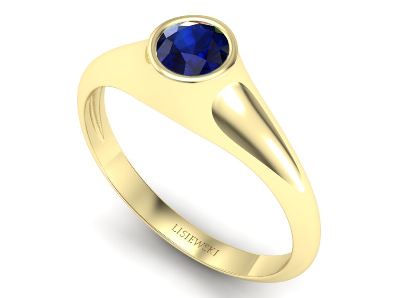 Złoty pierścionek z szafirem żółte złoto - p16226zsz — zdjęcie 3