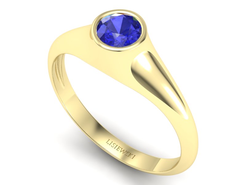 Złoty pierścionek z szafirem żółte złoto - p16226zszc — zdjęcie 3