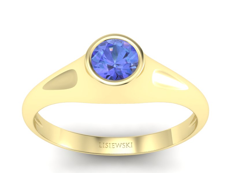 Złoty pierścionek z tanzanitem żółte złoto - p16226zt