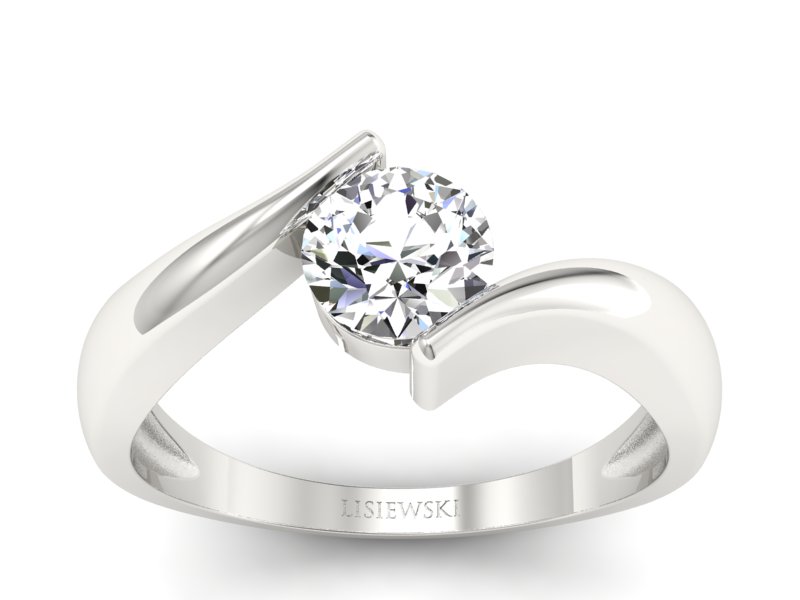 Złoty pierścionek z brylantem białe złoto - p16229b