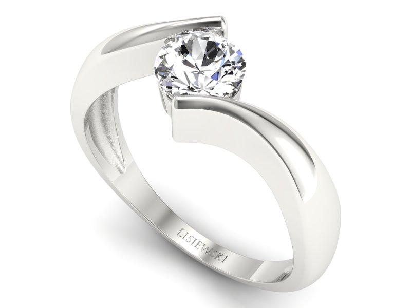 Złoty pierścionek z brylantem białe złoto - p16229b — zdjęcie 3