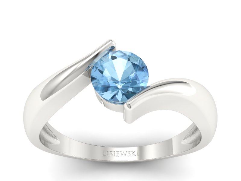 Złoty pierścionek z topazem białe złoto - p16229ba