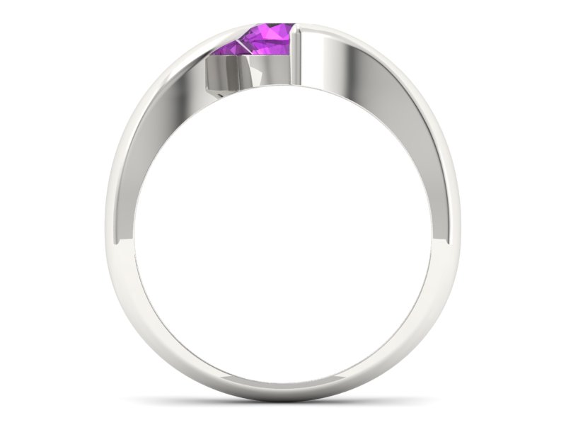 Złoty pierścionek z ametystem białe złoto - p16229bat — zdjęcie 2