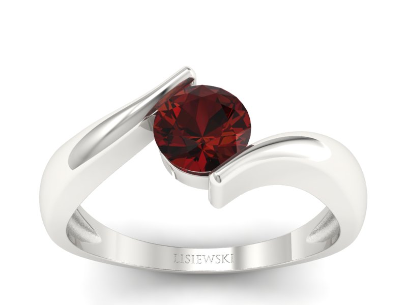 Złoty pierścionek z granatem białe złoto - p16229bgr