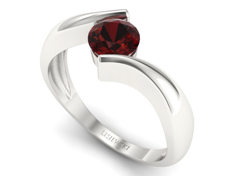 Złoty pierścionek z granatem białe złoto - p16229bgr — zdjęcie 3