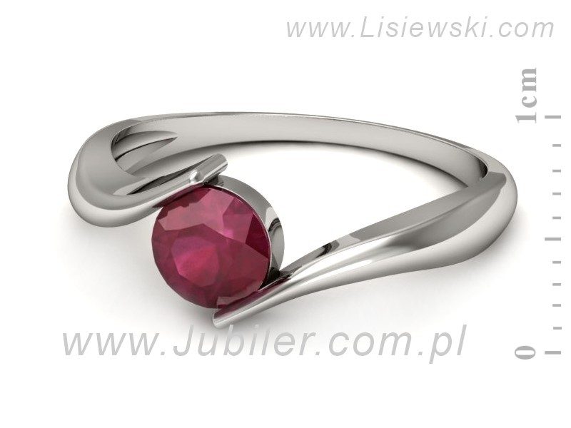 Złoty pierścionek z rubinem białe złoto - p16229br — zdjęcie 5