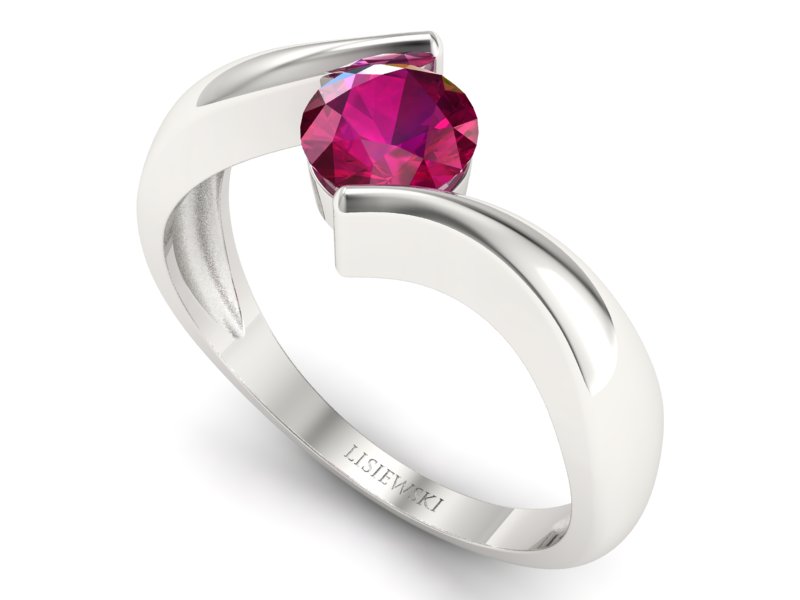 Złoty pierścionek z rubinem białe złoto - p16229br — zdjęcie 3