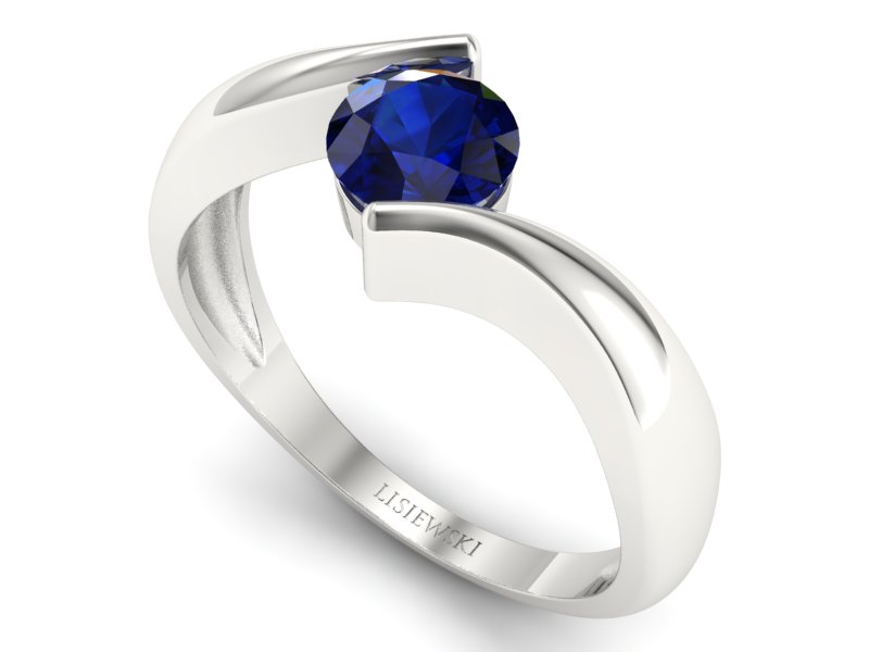 Złoty pierścionek z szafirem białe złoto - p16229bsz — zdjęcie 3