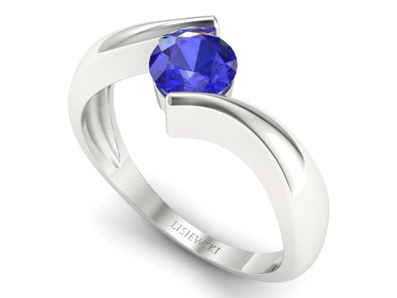 Złoty pierścionek z szafirem białe złoto - p16229bszc — zdjęcie 3