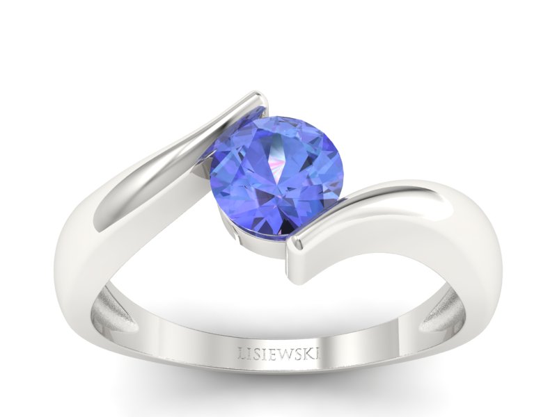 Złoty pierścionek z tanzanitem białe złoto - p16229bt