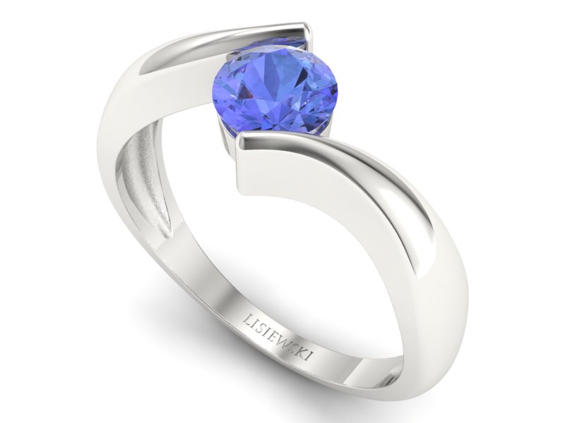 Złoty pierścionek z tanzanitem białe złoto - p16229bt — zdjęcie 3