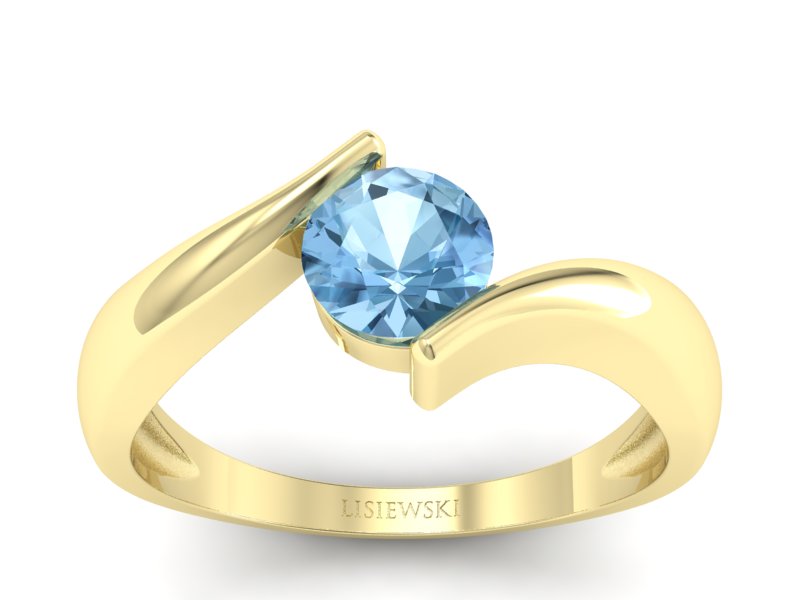 Złoty pierścionek z topazem żółte złoto - p16229za