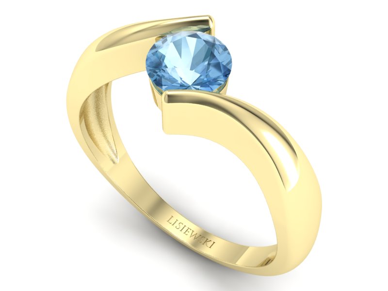 Złoty pierścionek z topazem żółte złoto - p16229za — zdjęcie 3