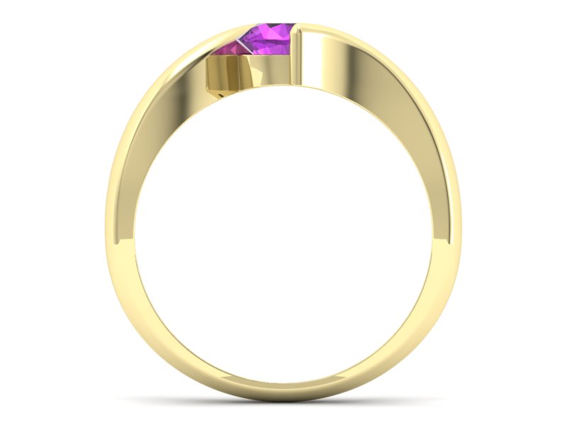 Złoty pierścionek z ametystem żółte złoto - p16229zat — zdjęcie 2