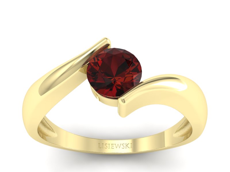 Złoty pierścionek z granatem żółte złoto - p16229zgr