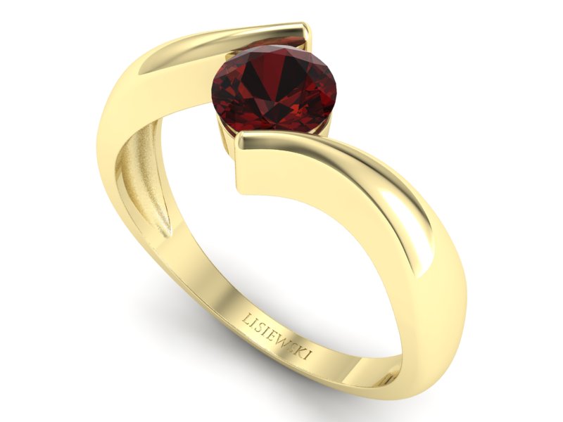 Złoty pierścionek z granatem żółte złoto - p16229zgr — zdjęcie 3