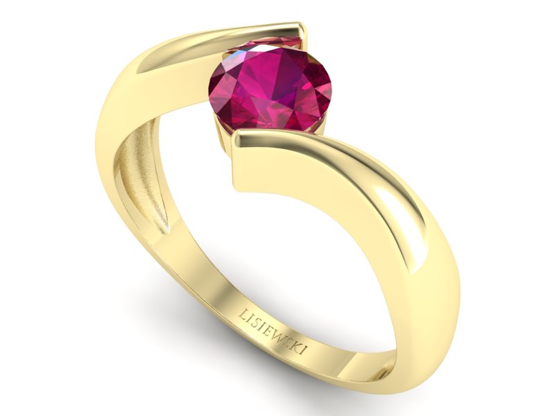 Złoty pierścionek z rubinem żółte złoto - p16229zr — zdjęcie 3