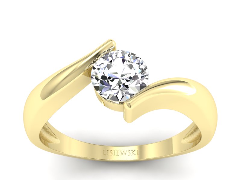 Złoty pierścionek z brylantem żółte złoto - p16229zS
