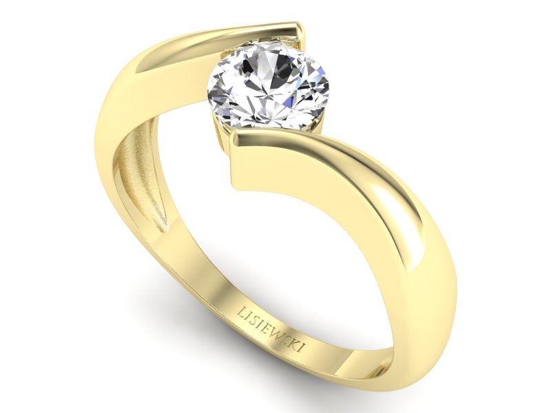 Złoty pierścionek z brylantem żółte złoto - p16229zS — zdjęcie 3