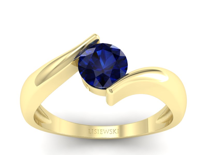 Złoty pierścionek z szafirem żółte złoto - p16229zsz