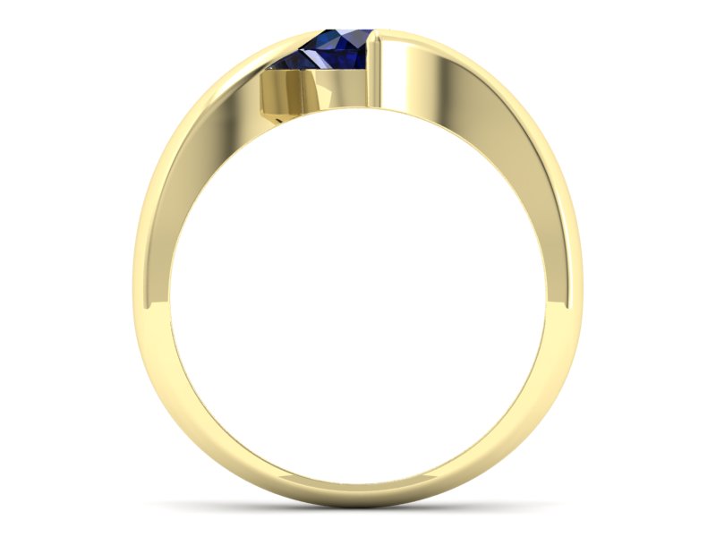 Złoty pierścionek z szafirem żółte złoto - p16229zsz — zdjęcie 2
