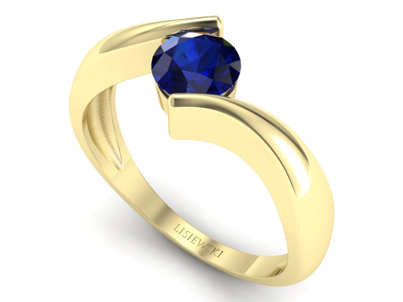 Złoty pierścionek z szafirem żółte złoto - p16229zsz — zdjęcie 3