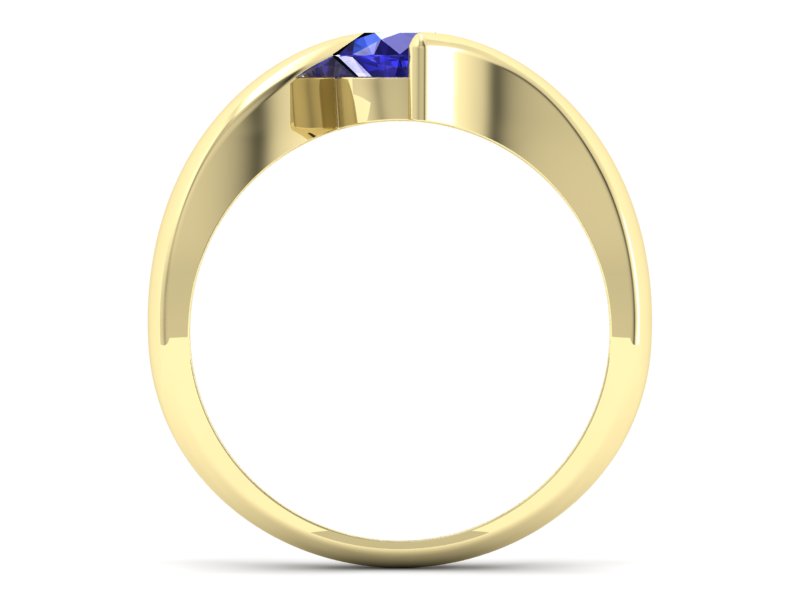Złoty pierścionek z szafirem żółte złoto szafir - p16229zszc — zdjęcie 2