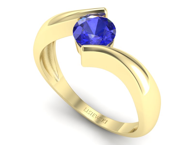 Złoty pierścionek z szafirem żółte złoto szafir - p16229zszc — zdjęcie 3