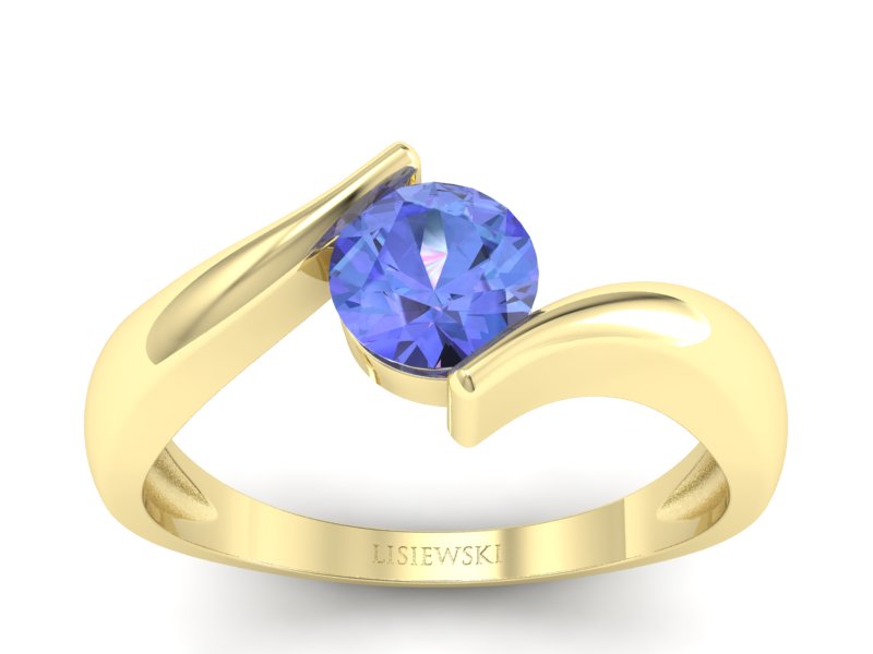 Złoty pierścionek z tanzanitem żółte złoto - p16229zt
