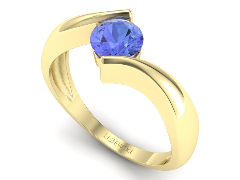 Złoty pierścionek z tanzanitem żółte złoto - p16229zt — zdjęcie 3
