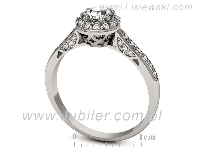 Pierścionek z diamentem i brylantami białe złoto - p16230b — zdjęcie 3