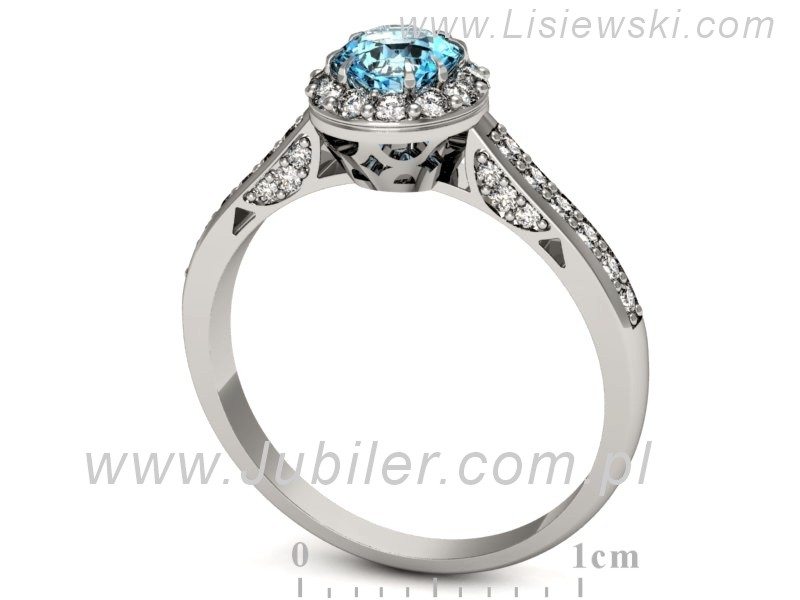 Pierścionek z topazem i brylantami białe złoto - p16230ba — zdjęcie 3