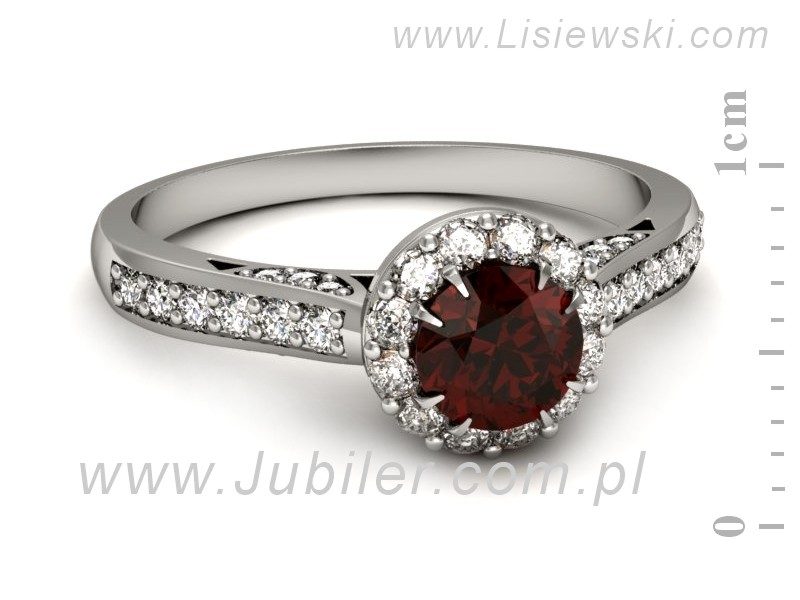 Pierścionek z granatem i brylantami białe złoto - p16230bgr — zdjęcie 2
