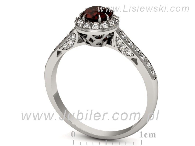 Pierścionek z granatem i brylantami białe złoto - p16230bgr — zdjęcie 3