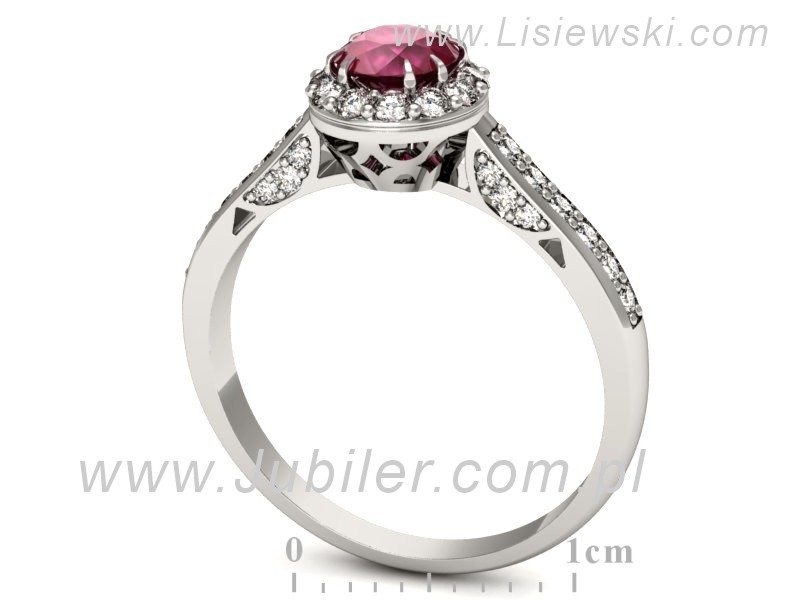 Pierścionek z rubinem i brylantami białe złoto 55 - p16230br — zdjęcie 3