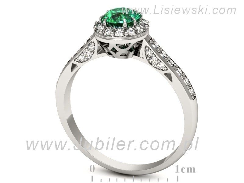 Złoty pierścionek ze szmaragdem i brylantami - p16230bsm — zdjęcie 3