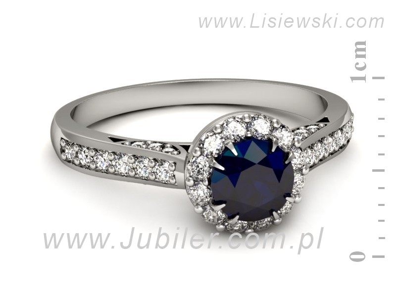 Pierścionek z szafirem i brylantami białe złoto - p16230bsz — zdjęcie 2