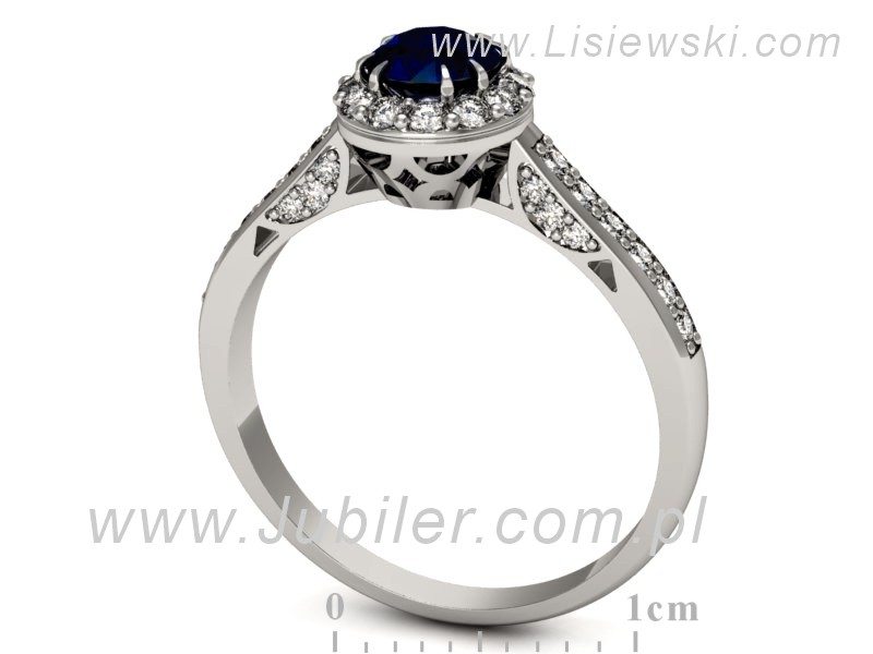 Pierścionek z szafirem i brylantami białe złoto - p16230bsz — zdjęcie 3