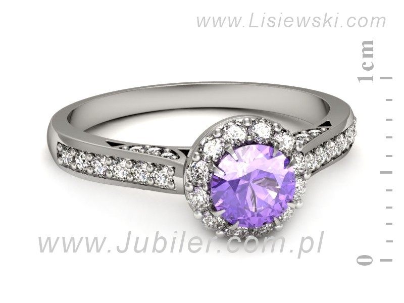 Pierścionek z tanzanitem białe złoto i brylantami - p16230bt — zdjęcie 2