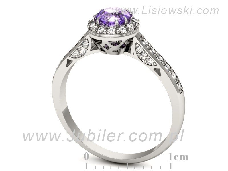 Pierścionek z tanzanitem białe złoto i brylantami - p16230bt — zdjęcie 3