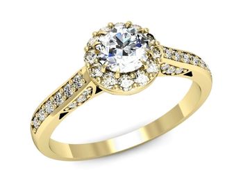 Złoty pierścionek z diamentami żółte złoto 585 - p16230z - 1