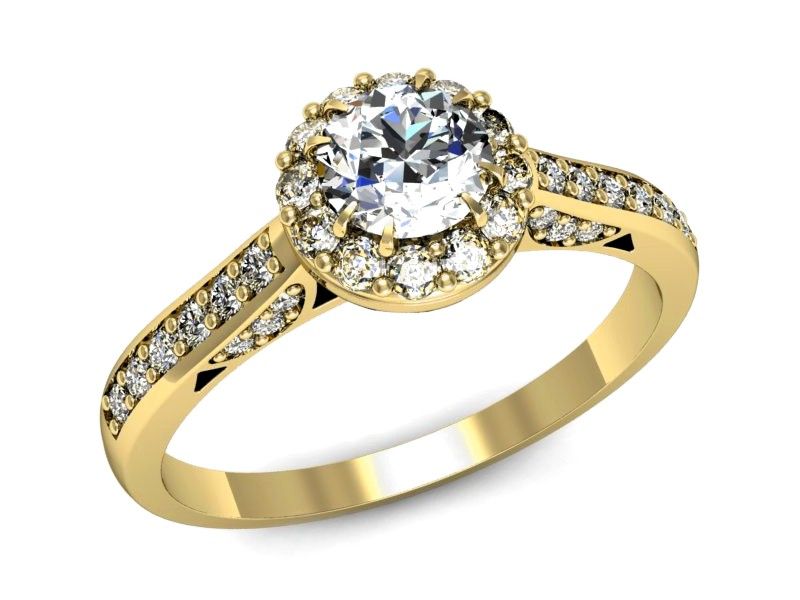 Złoty pierścionek z diamentami żółte złoto próba 585 - p16230zP - 1