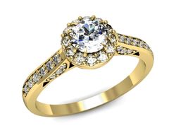 Złoty pierścionek z diamentami żółte złoto 585 - p16230zP